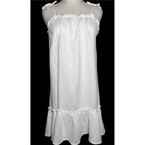 Gianni Bini GB Girl Sundress Cover Up SMALL 100% Cotton Gauze White Tie Shoulder